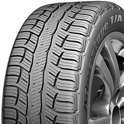All-season tire with detailed tread pattern for optimal traction and durability.