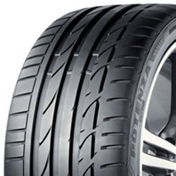 High-performance car tire with detailed tread pattern for optimal grip.