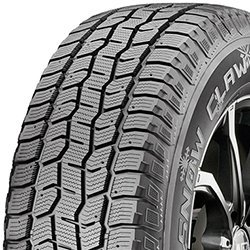All-terrain tire with deep tread pattern for durability and traction.