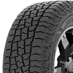 All-terrain tire with rugged tread pattern for off-road and on-road use.