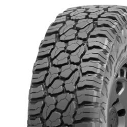 All-terrain tire with rugged tread pattern for off-road use.