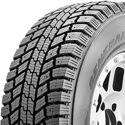 Close-up of a rugged tire with detailed tread pattern for off-road use.