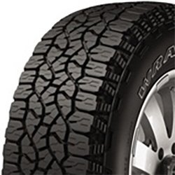 All-terrain tire with rugged tread pattern for off-road and on-road use.