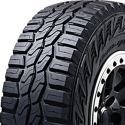 All-terrain tire with rugged tread pattern for off-road and on-road use.
