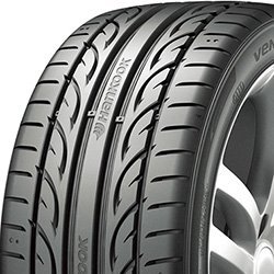 Close-up of Hankook Ventus S1 Evo2 tire with detailed tread pattern.