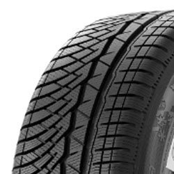 Close-up of a car tire showing detailed tread pattern for traction and durability.