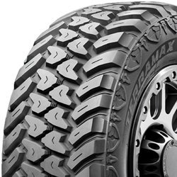 All-terrain tire with rugged tread pattern for off-road and on-road use.