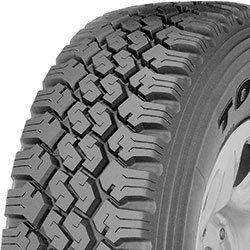All-terrain tire with rugged tread pattern for off-road and on-road use.
