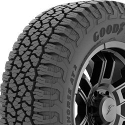 All-terrain tire with rugged tread pattern for off-road performance.