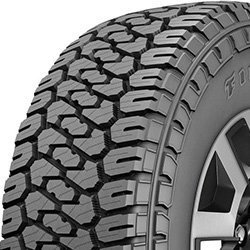 All-terrain tire with rugged tread pattern for off-road and on-road use.