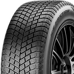 Close-up of Pirelli Ice Friction winter tire with detailed tread pattern.