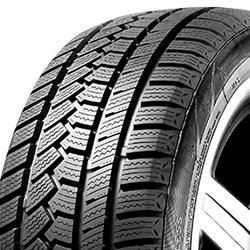 All-season tire with detailed tread pattern for optimal traction and durability.
