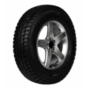 Close-up of a car tire with alloy wheel on black background.