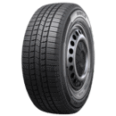 Commercial truck tire with durable tread for heavy-duty use.