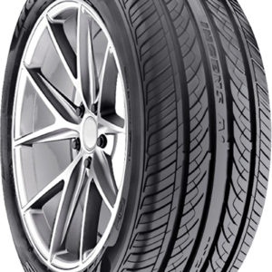 All-season tire mounted on alloy wheel for versatile driving conditions.
