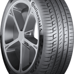 Continental PremiumContact 6 tire with alloy wheel for summer driving.
