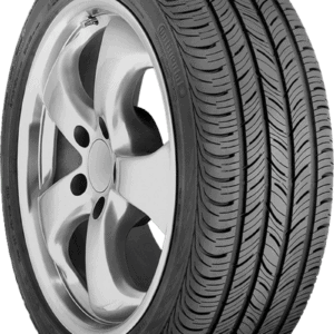All-season tire with a silver alloy wheel for passenger vehicles.