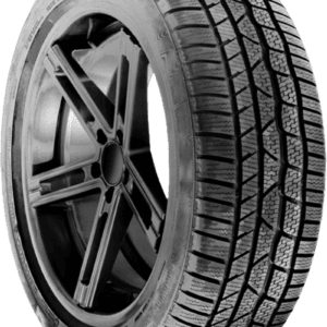 All-season tire with black alloy wheel for winter driving.