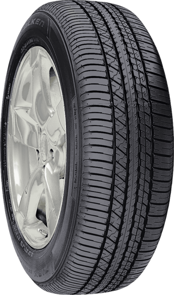 Falken Ziex ZE001 AS P225/55R18 98 H all-season tire on a silver alloy wheel.