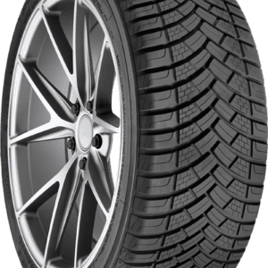 All-weather tire with alloy wheel for versatile driving conditions.