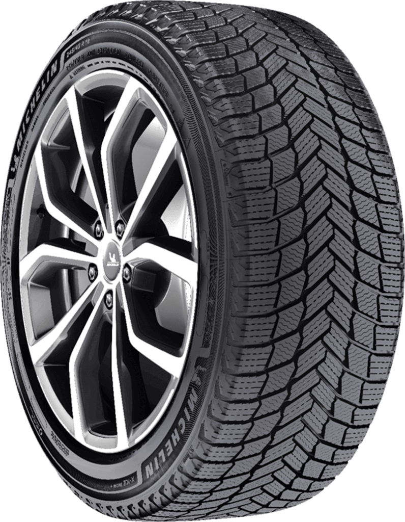 All-season tire with stylish alloy wheel for winter driving.