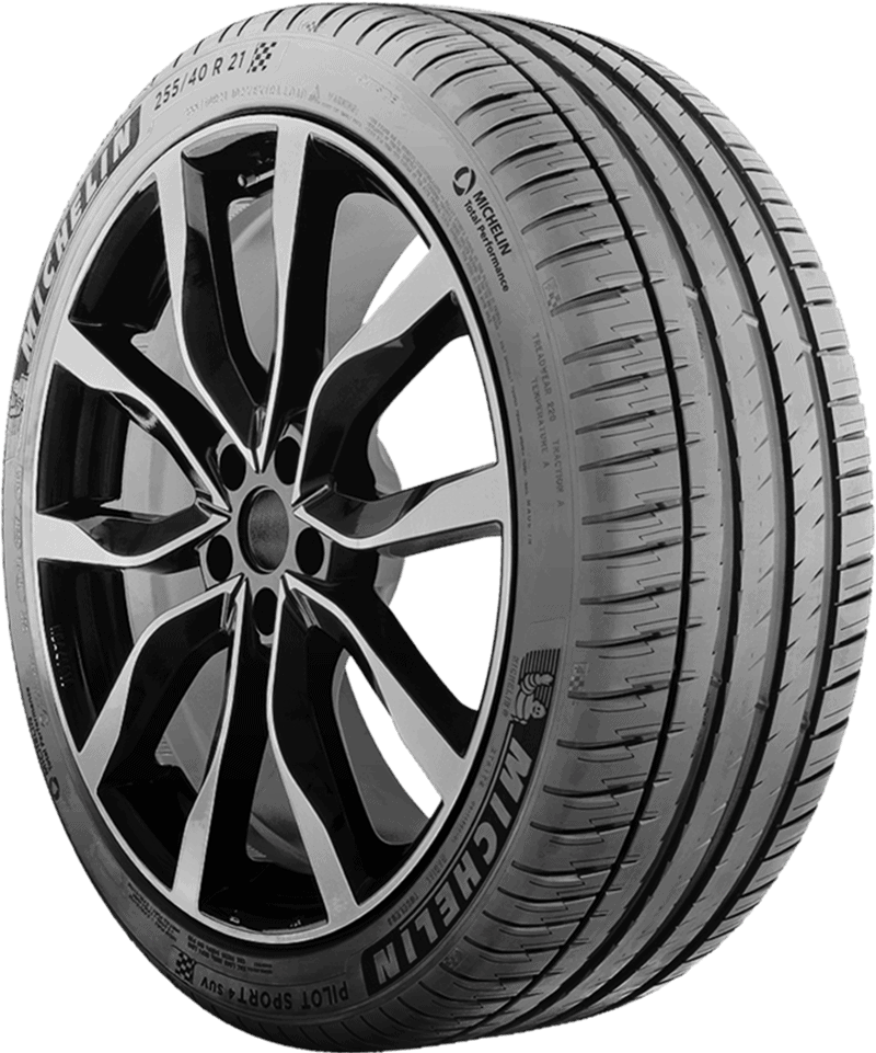 Michelin Pilot Sport 4 SUV tire with stylish black alloy wheel.
