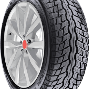 Uniroyal Tiger Paw Ice & Snow tire with rugged tread for winter driving.