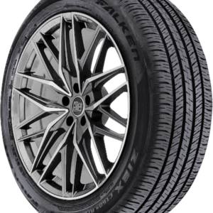 High-performance tire with stylish alloy wheel for cars.
