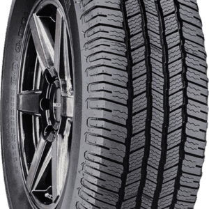 All-season tire with detailed tread pattern for trucks and SUVs.