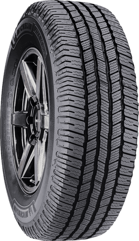 All-season tire with detailed tread pattern for trucks and SUVs.