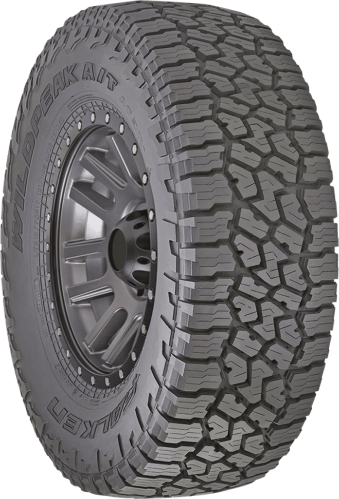 All-Terrain Migo Tire for trucks and SUVs with rugged tread pattern.
