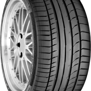 High-performance summer tire with detailed tread pattern and alloy wheel.
