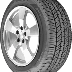 Kumho tire mounted on a silver alloy wheel for vehicle use.