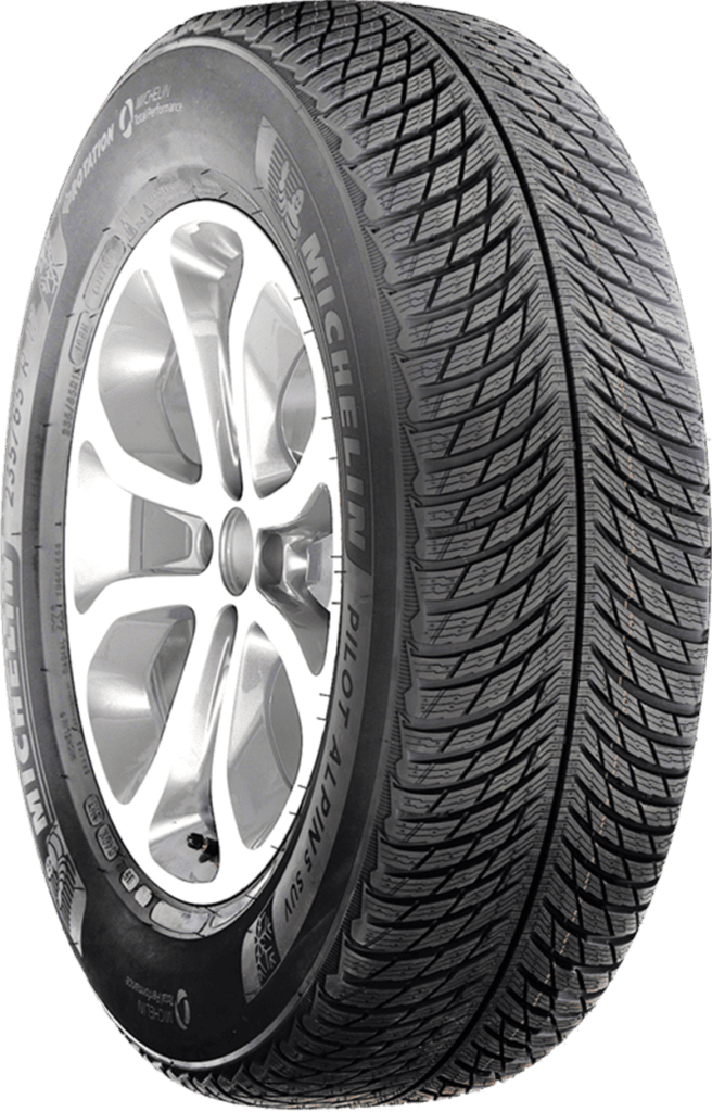 Michelin Pilot Alpin 5 SUV winter tire with alloy wheel.