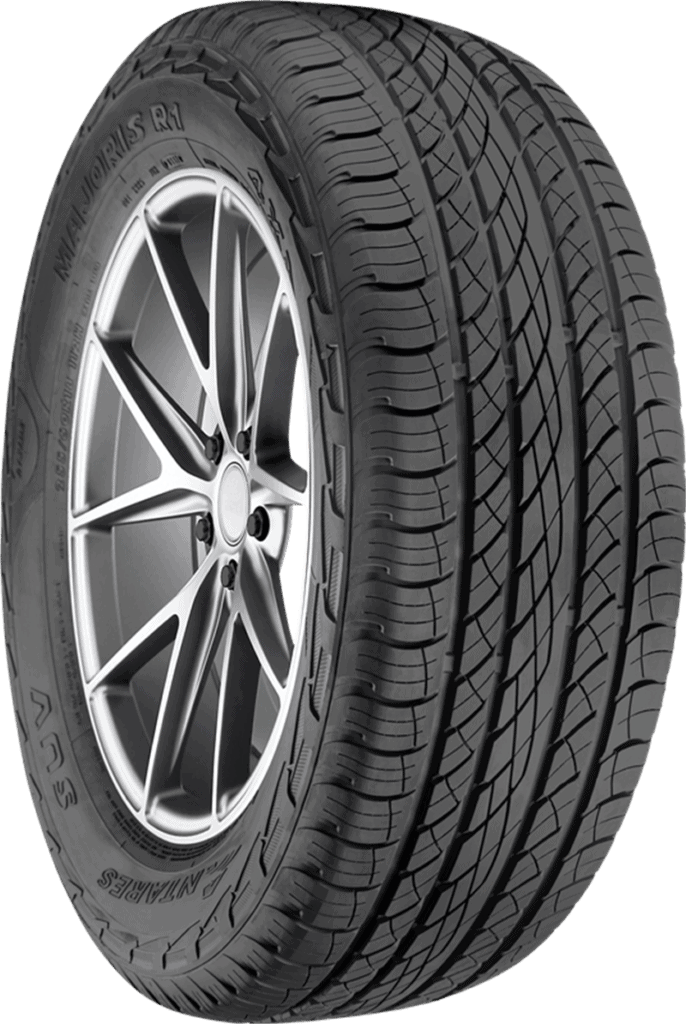 All-season tire with alloy wheel for vehicle performance and safety.