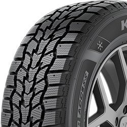 All-season tire with rugged tread pattern for trucks and SUVs.
