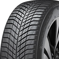 Close-up of Hankook Winter I*cept EVO4 SUV tire with detailed tread pattern.