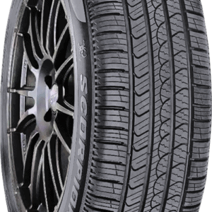 Pirelli Scorpion All Season tire mounted on a black alloy wheel.