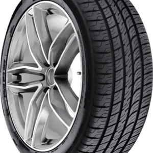 High-performance tire with alloy wheel for cars and trucks.