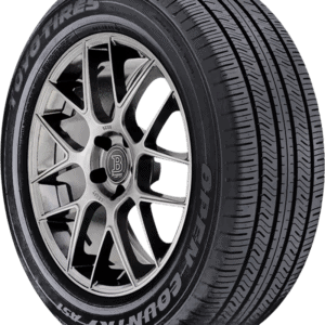 High-performance tire with alloy wheel for cars and trucks.