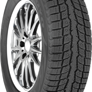 All-season tire with detailed tread pattern and alloy wheel for SUV or truck.