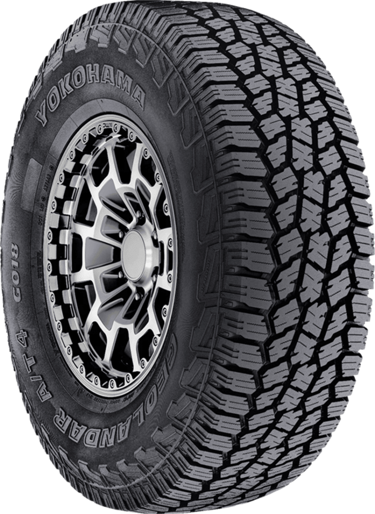 Yokohama Geolandar AT4 G018 tire on rugged off-road terrain.