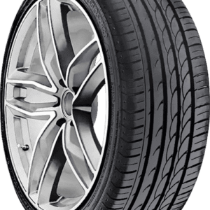High-performance car tire with alloy wheel for optimal grip and handling.