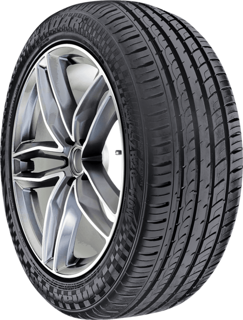 High-performance car tire with alloy wheel for optimal driving experience.