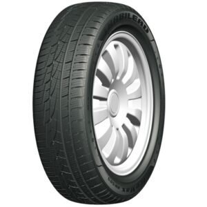 Migo Tire Corp. tire with silver rim, black rubber, detailed tread pattern.