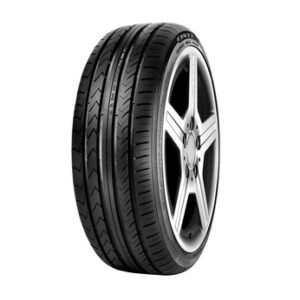 High-performance car tire with alloy wheel for optimal driving experience.
