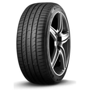 High-performance NFERA tire with alloy wheel for cars.