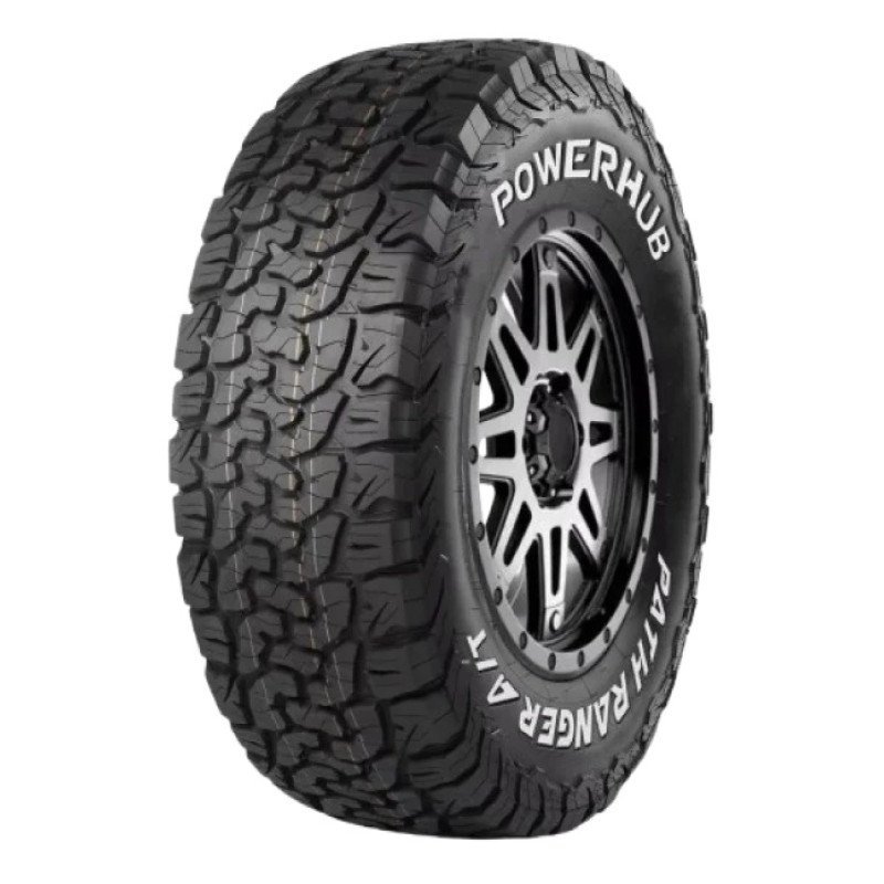 Off-road tire with Powerhub branding for rugged terrain use.