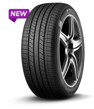 New tire with alloy wheel for car, high-performance rubber tread.