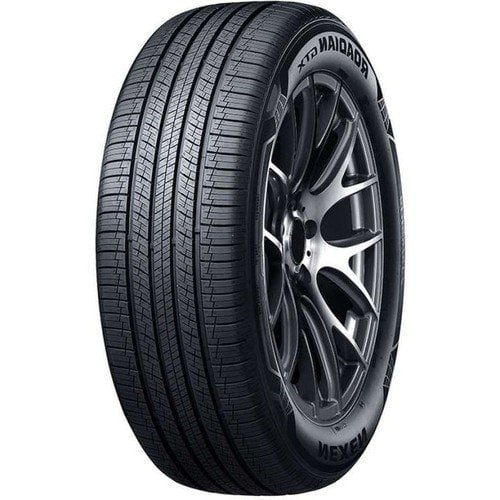 High-performance car tire with alloy wheel for optimal grip and durability.